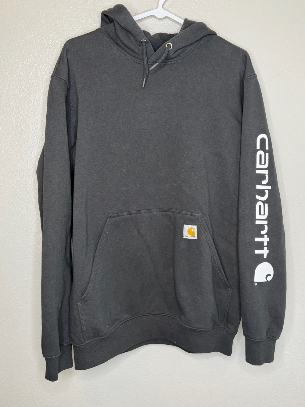 Carhartt Hoodie Mens Black Long Sleeve Loose Fit Pullover Sweatshirt Hoodie Med